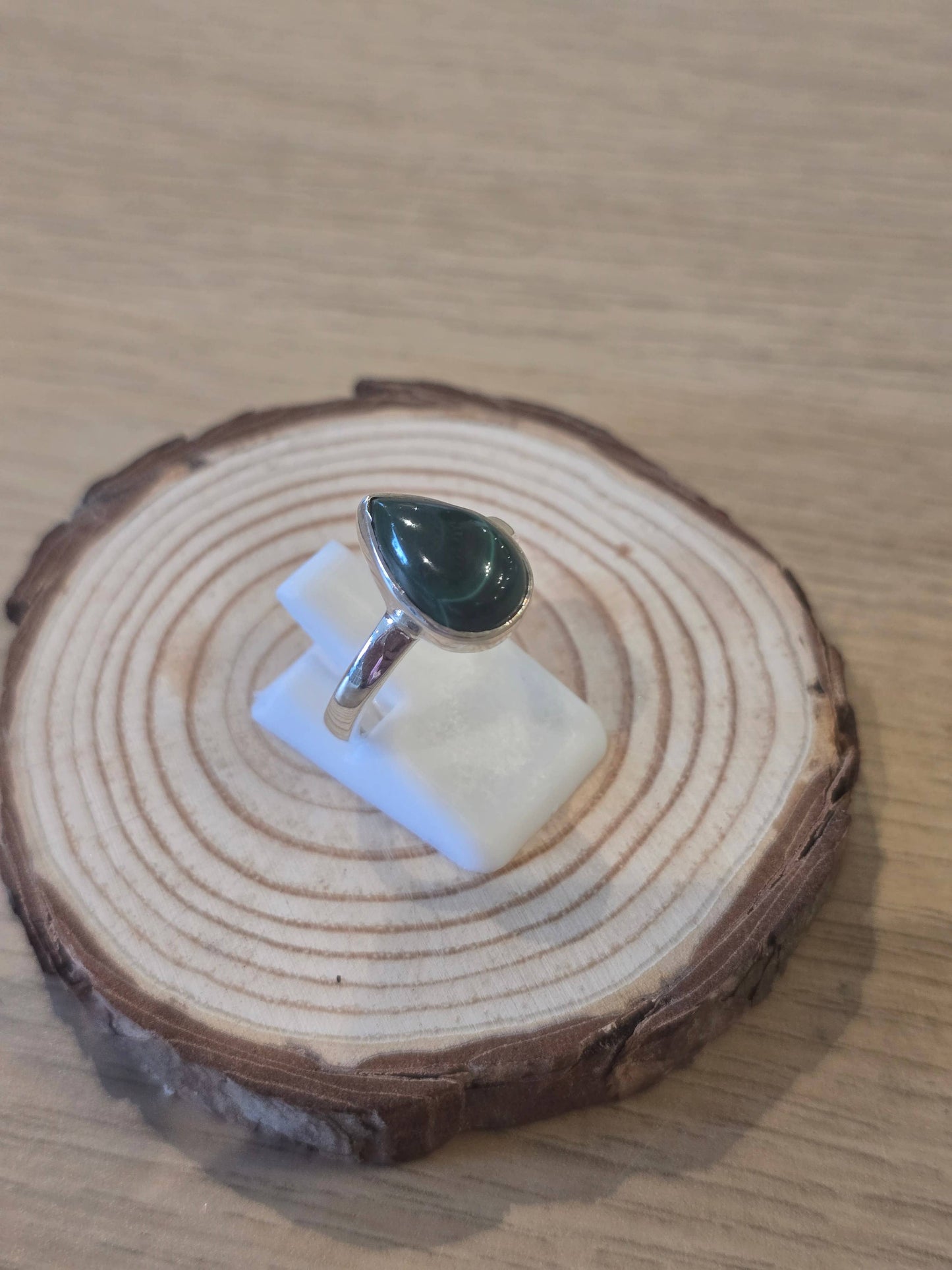 Malachite Sterling Silver Ring - 3.5g - Size L