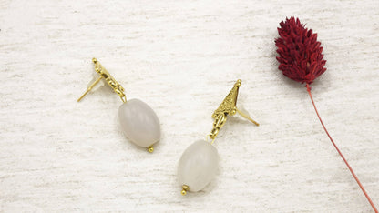 Agate Crystal Stone Earrings: Dark