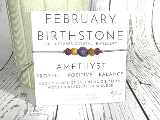 Birthstone Oil Diffuser Bracelet: February