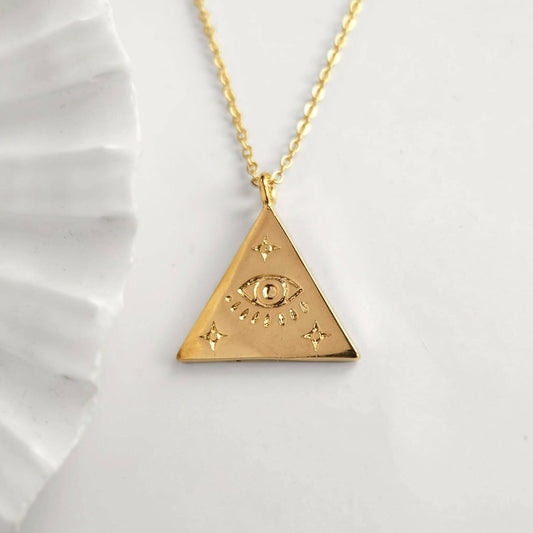 Gold Evil Eye Amulet Necklace
