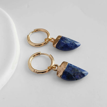 Amethyst or Lapis Lazuli Gemstone Hoops: Amethyst