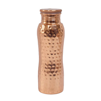 Copper water bottle, hammered, 600ml