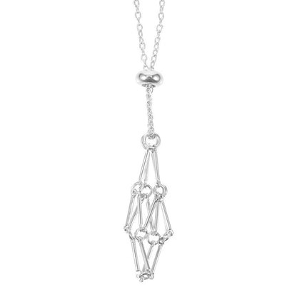 Cage Necklace 30", Silver Plated